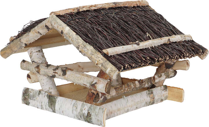 Patkar Vogelhaus mit Giebeldach aus Birkenholz